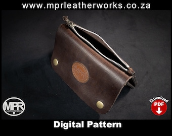 Leather pattern for wallet: Wallet with zip. Notes and coins wallet Instant A4 pdf pattern, hand sewn leather blueprint