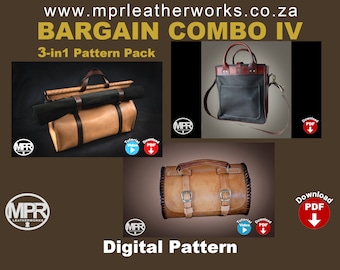 Combo IV: 3-in-1 Schnittmuster-Pack Einkaufstasche Bali-Tasche Weekender-Tasche Drei schöne Ledertaschen Sofortiger PDF-Download