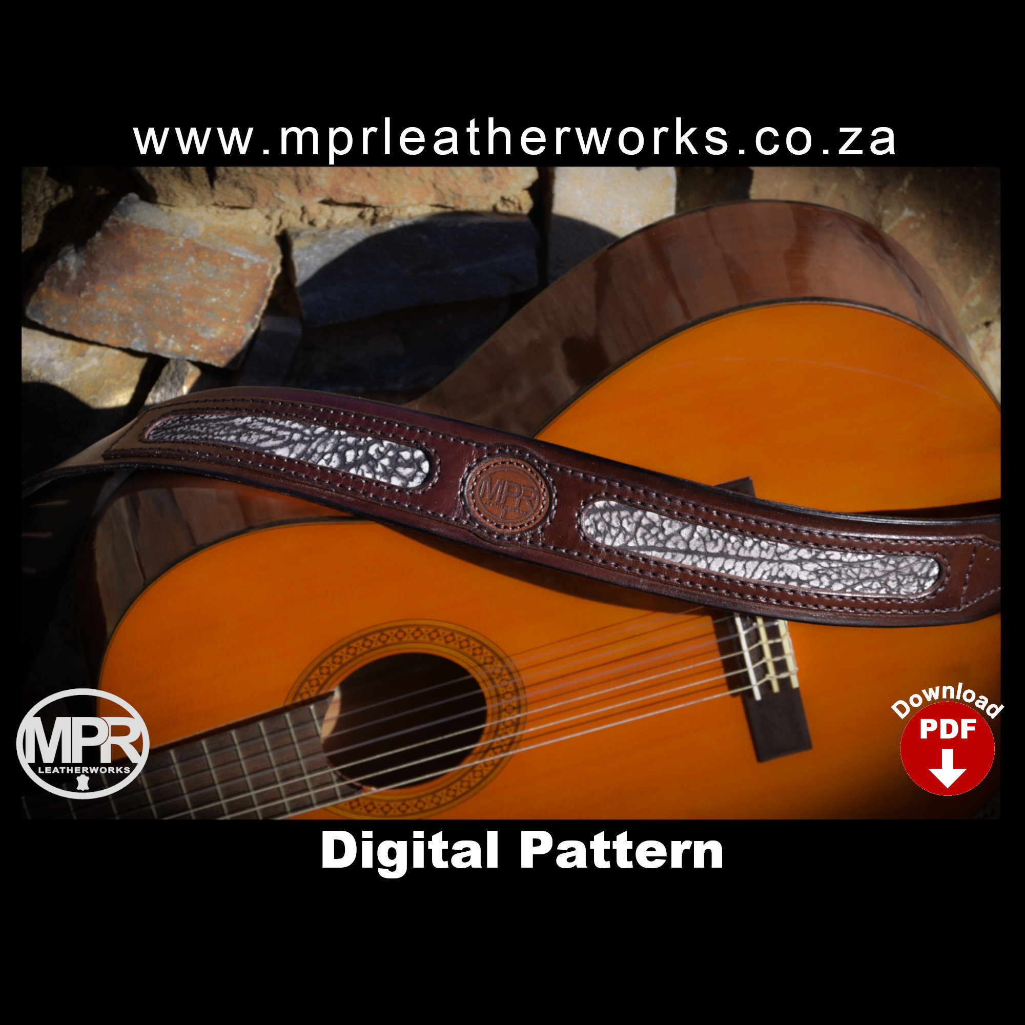 Guitar Strap Leather Pattern: Leather Strap DIY Leather Easy Pattern Pdf  Pattern Digital Download Personalised Guitar Strap 