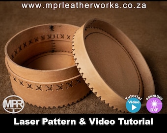 Round Jewelry Box Leather LASER pattern: Leather jewelry box Trinket box Instant Digital DXF Download Easy build | Video Tutoria