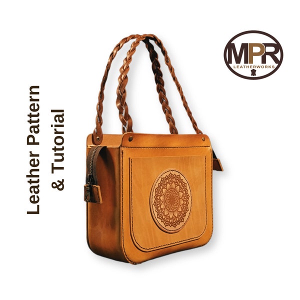 Mandala Tote bag: PDF pattern + Video Tutorial for Leather tote bag | Letter & A4 | DIY leathercraft by MPR Leatherworks