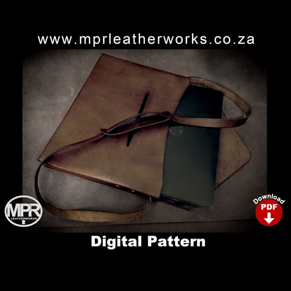 Laptop bag pattern: Minimalistic Leather laptop bag PDF Pattern, Easy Pattern, Instant digital download