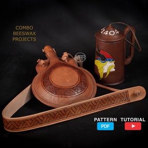 Combo Beeswax Projects: 2 PDF Patterns for Leather Products in one bundle | Digital PDF Pattern for Hand Sewn Leather