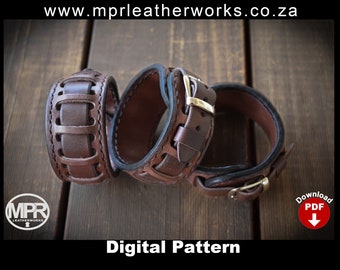 Steampunk wristband Leather Pattern: Pdf pattern Leather pattern Pdf download Easy pattern Leather DIY Leather wristband Steampunk style