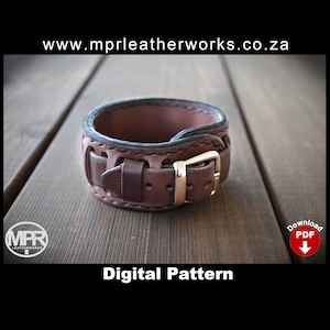Steampunk wristband Leather Pattern: Pdf pattern Leather pattern Pdf download Easy pattern Leather DIY Leather wristband Steampunk style