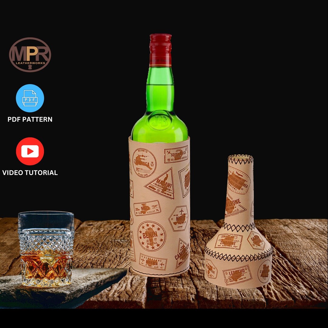 Grand Bottle Cover V2.0 PDF Pattern for Leather Hard Liquor Bottle