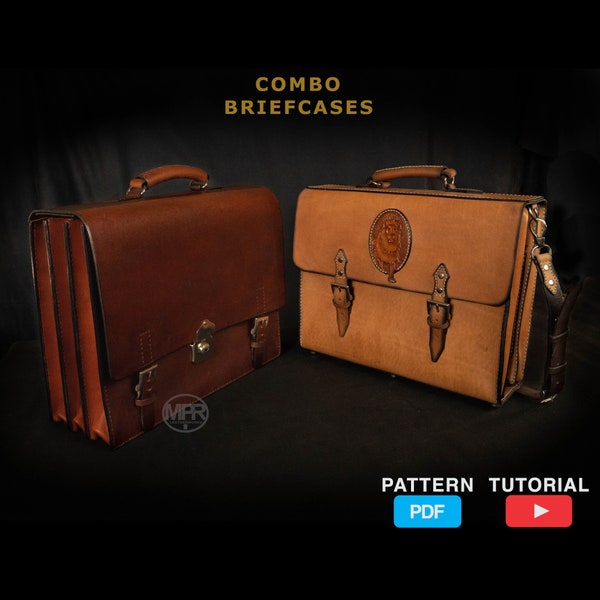 Briefcase Combo :2-in-1 Leather Bag pattern Laptop Combo Leather schoolbag Leather laptop Leather foldout laptop bag