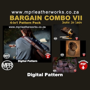 Combo VII: Smokin&#39; Joe 4-in-1 combo of Leather Patterns. Instant PDF Pattern Download. Hand sewn leather projects.
