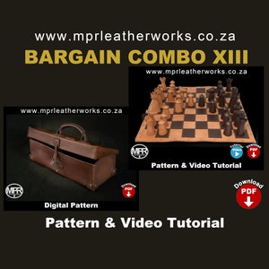 Combo XIII Chess set with box: Leather pattern for Leather chess pieces, board and box Leather DIY Pdf download