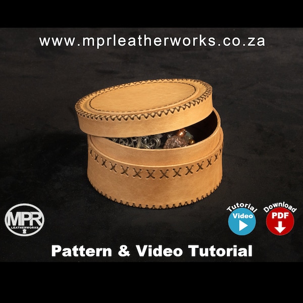 Round Jewelry Box leather pattern: Leather jewelry box Trinket box Instant Digital PDF Download Easy build