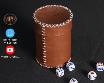 Dice cup Leather pattern: Medieval styled Leather dice cup with lid ideal for games night | Instant download A4 + Letter PDF Pattern.