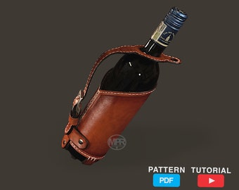 Ross wine bottle cover leather pattern: Video tutorial A4 Pdf download DIY Ross Wine bottle holder leather pattern