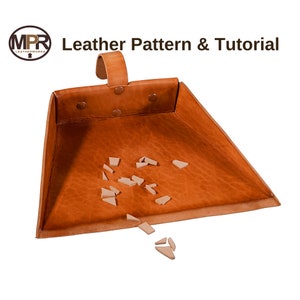 Leather Dust Pan PDF pattern and Video Tutorial: Very easy leather project | A4 and Letter sized pattern | Instant Digital PDF Download