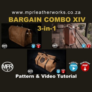 Patrons de cuir Combo XIV : pack de patrons 3 en 1 | sacs en cuir cousus à la main Patrons PDF