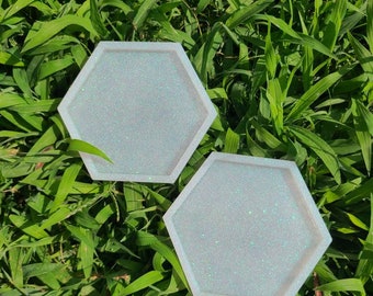 Glitter Hexagon Coasters 2pc