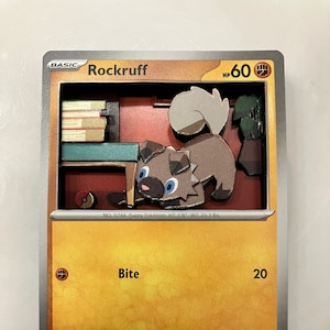 Carte Pokémon 3D PKMN TCG modifiée personnalisée - Ensemble de flammes d'obsidienne Rockruff 116/197 à l'unité