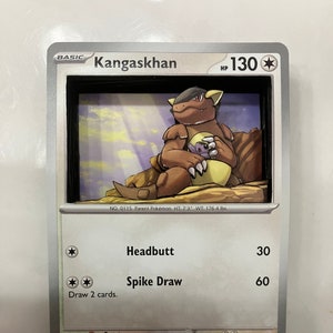 Carte Pokémon 3D PKMN TCG modifiée personnalisée - Ensemble simple flammes obsidienne de Kangaskhan 165/197