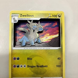 Carte Pokémon 3D modifiée PKMN TCG personnalisée - Zweilous - 114/203 Sword & Shield SWSH Evolving Skies Singles Set