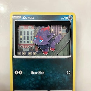 Cartes à collectionner 3D PKMN TCG modifiées personnalisées - Zorua - 102/203 ensemble épée et bouclier SWSH Evolving Skies