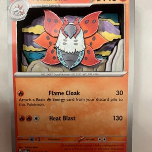 Cartes à collectionner 3D PKMN TCG modifiées personnalisées - Volcarona - 041/197 (RH) ensemble de flammes d'obsidienne écarlate et violette