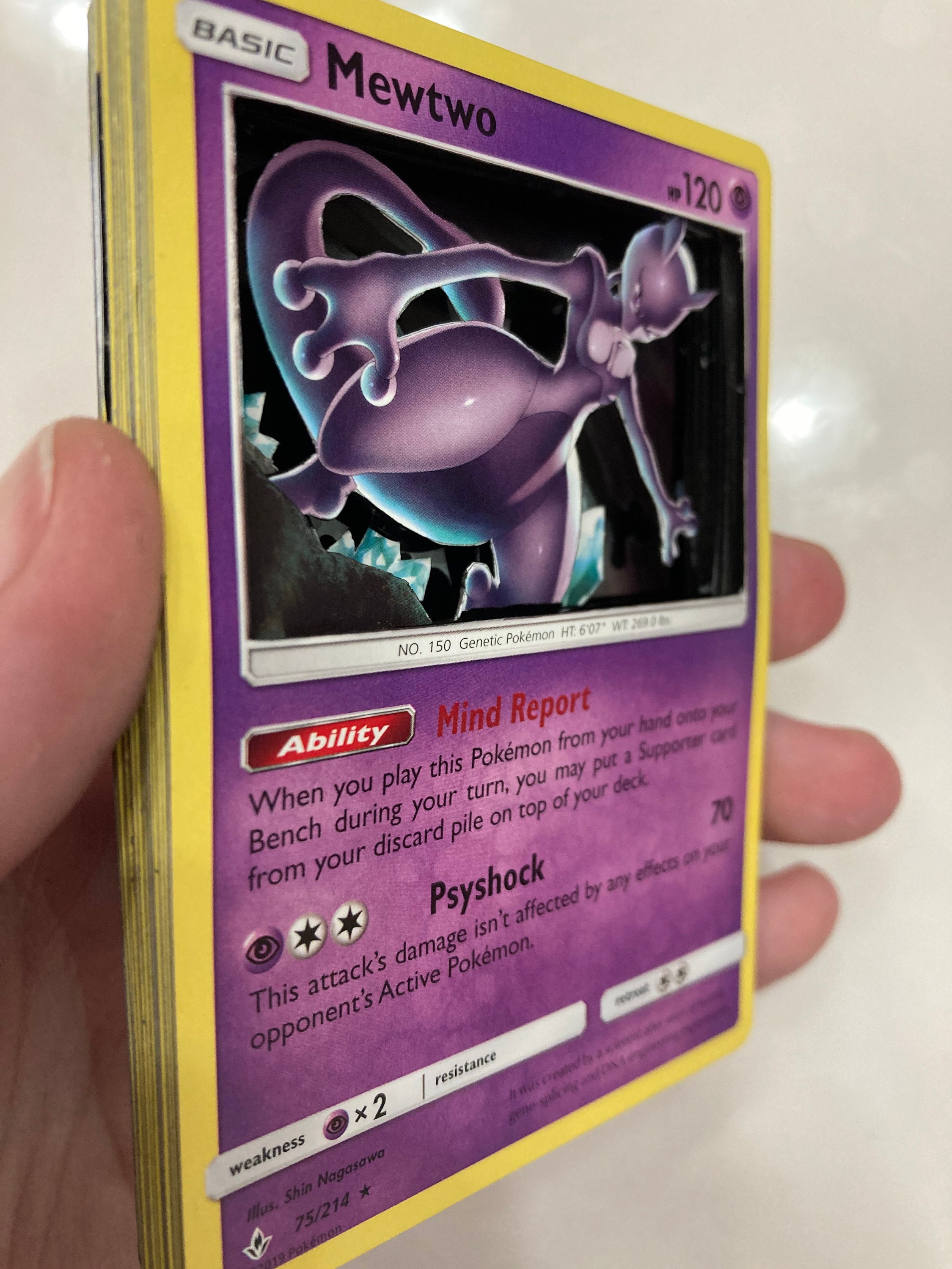 3D Pokemon Card Mewtwo 75/214 | Etsy