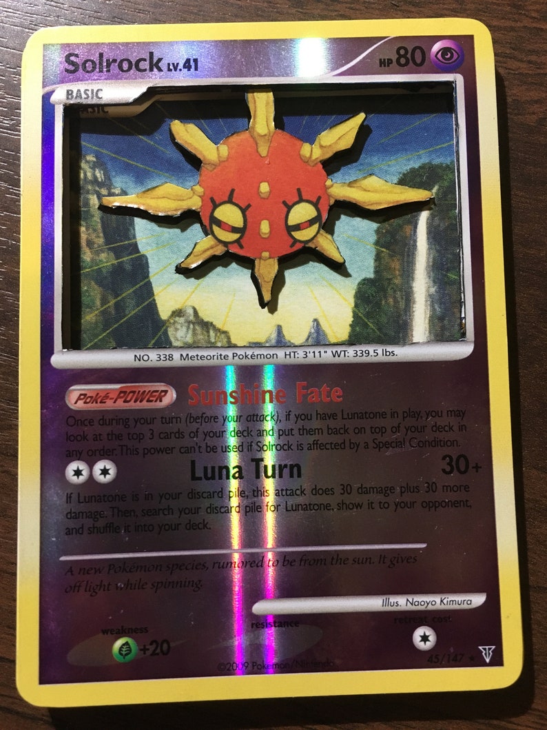 3D Pokemon Card Solrock 45 147 Reverse Holo Etsy