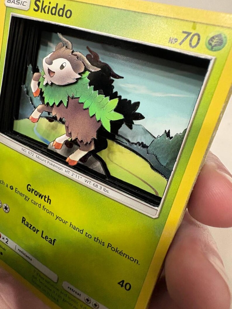 Custom Altered PKMN TCG 3D Pokemon Card - Skiddo - 9/131 Sun & Moon SM ...
