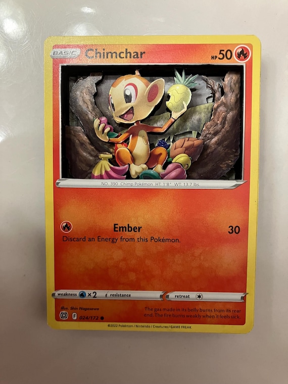 Custom Altered PKMN TCG Trading Cards 3D Pokemon Card - Chimchar - 024/172  SWSH Sword & Shield Brilliant Stars Singles Set - Etsy