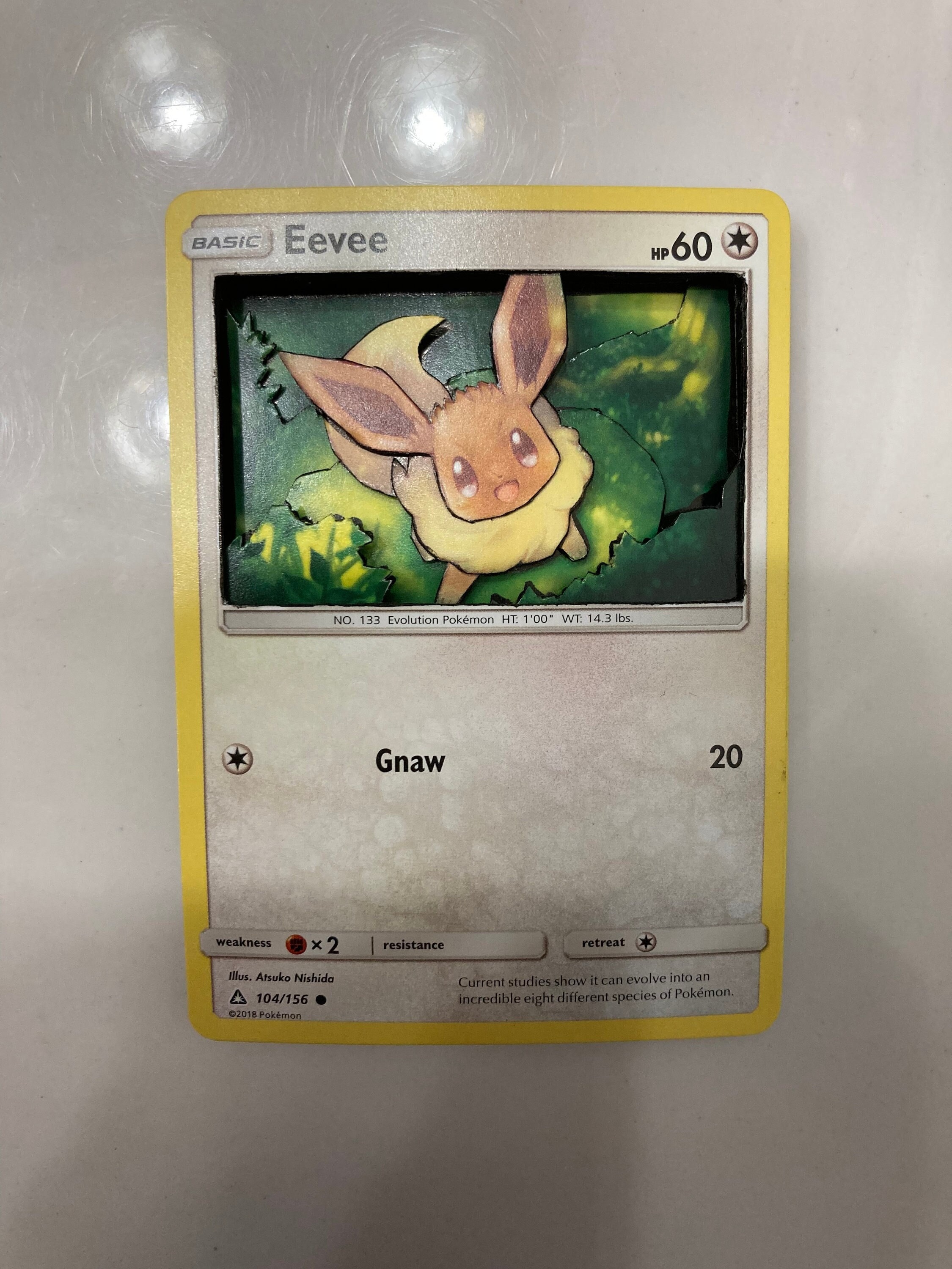 Custom Altered PKMN TCG Trading Cards 3D Pokemon Card - Eevee 104/156 Sun &  Moon SM Ultra Prism Singles Set - Etsy