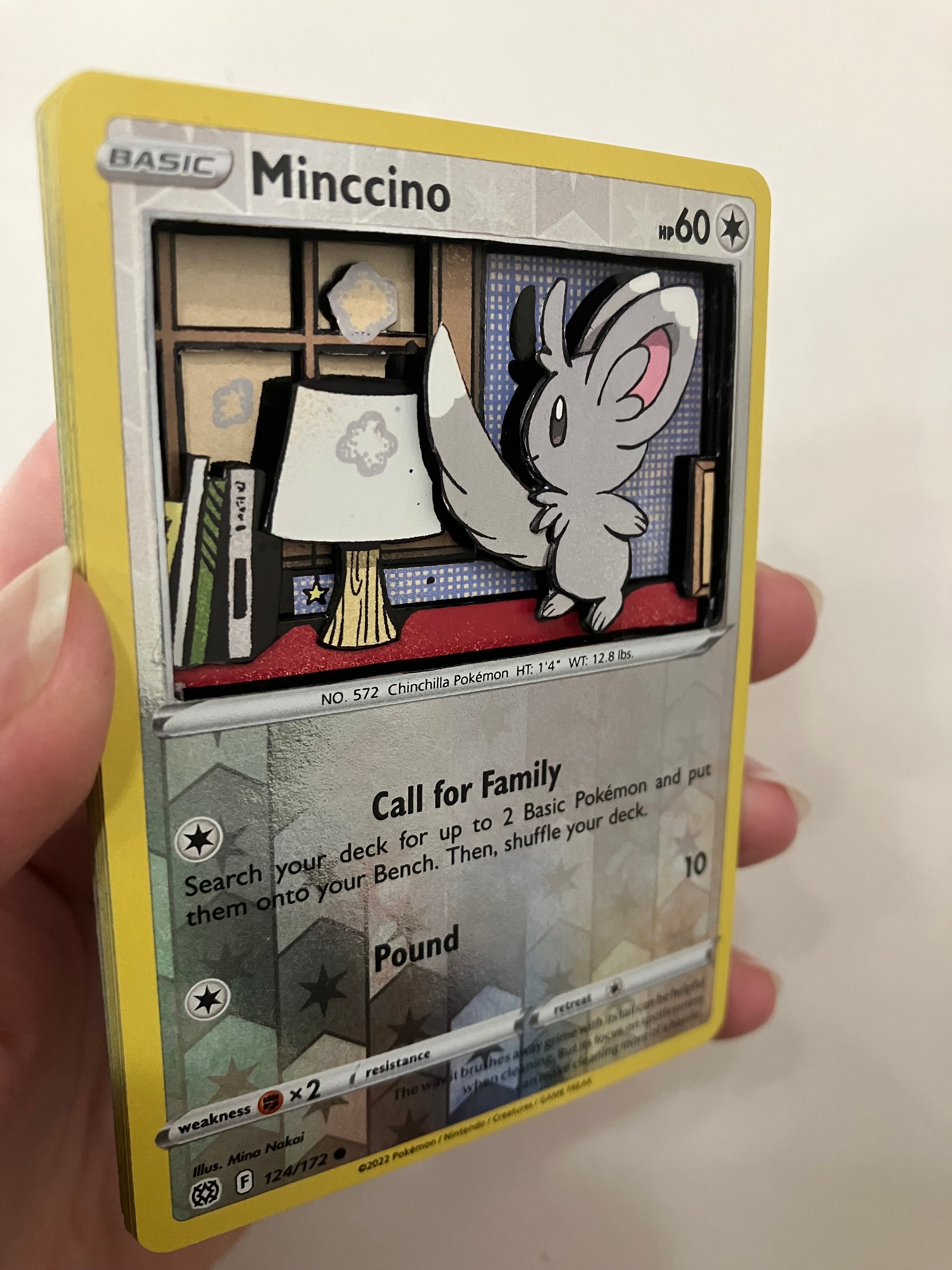 Custom Altered PKMN TCG Trading Cards 3D Pokemon Card - Minccino - 124/172  Reverse Holo SWSH Sword & Shield Brilliant Stars Singles Set - Etsy