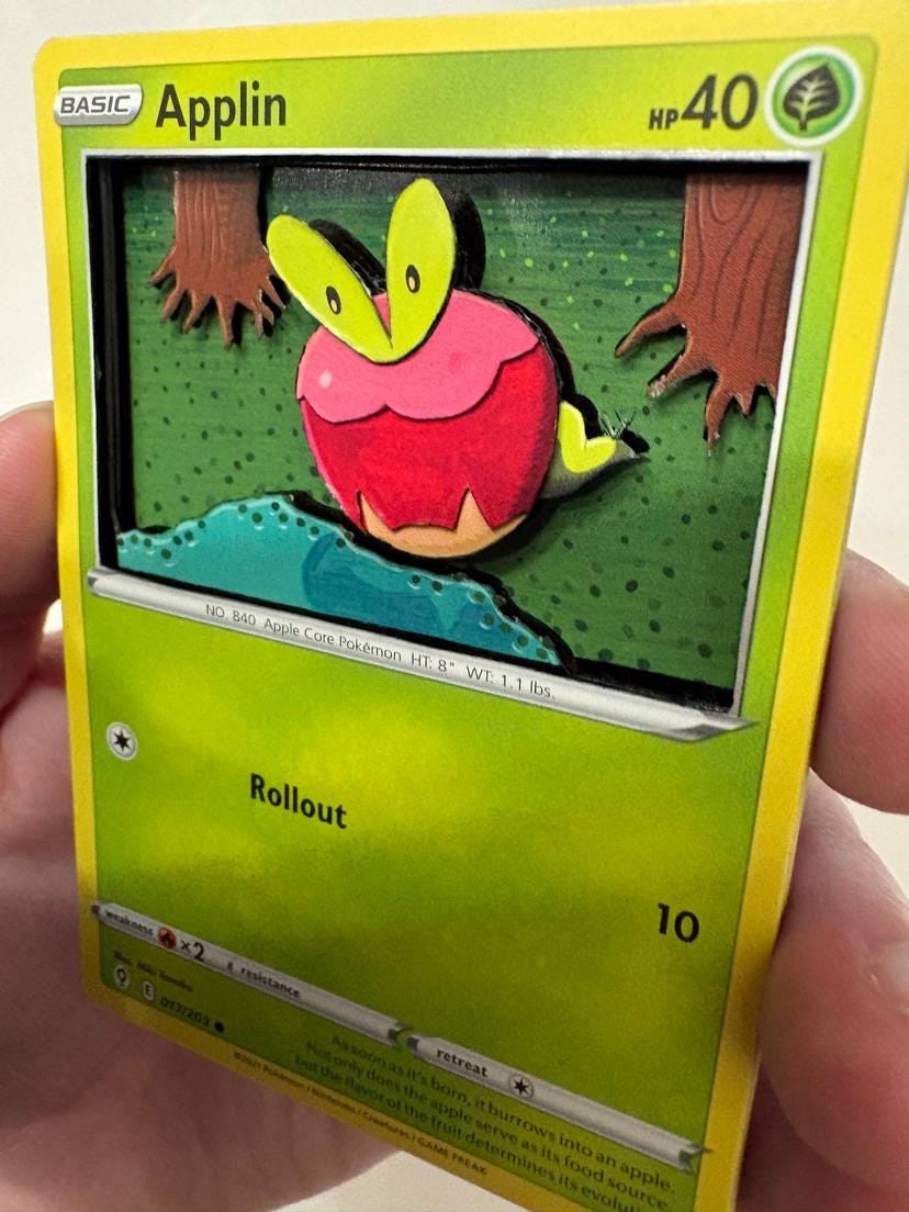 Custom Altered PKMN TCG Trading Cards 3D Pokemon Card - Applin - 017/203  Sword & Shield Evolving Skies SWSH Singles Set - Etsy