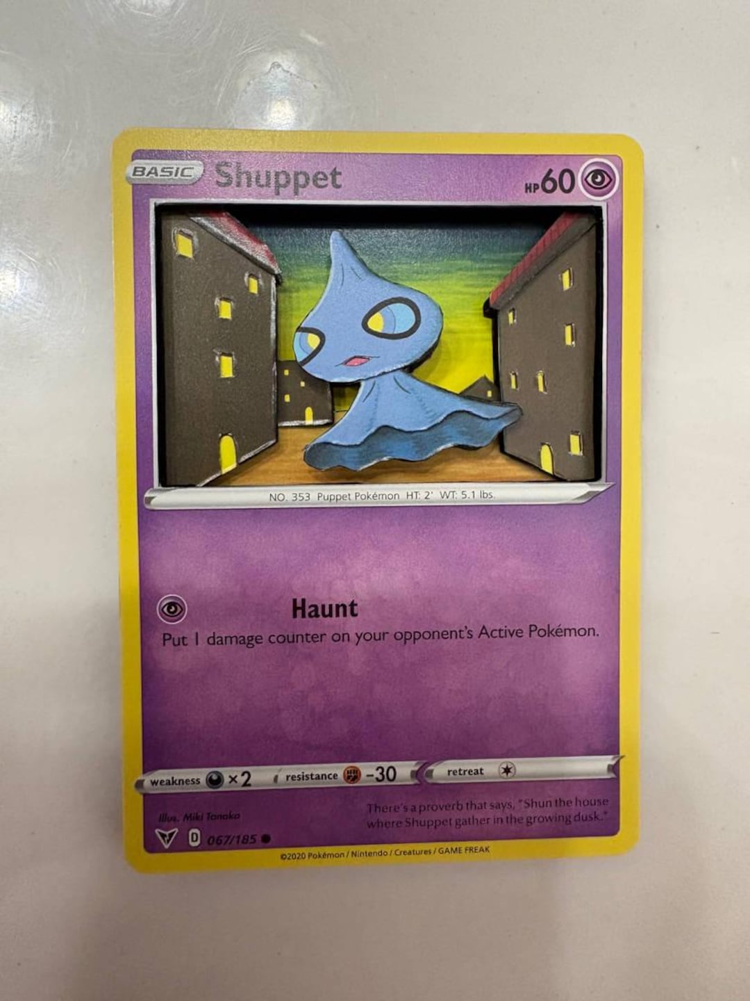 Custom Altered PKMN TCG 3D Pokemon Card - Shuppet - 067/185 Sword