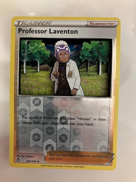 Custom Altered PKMN TCG Trading Cards 3D Pokemon Card - Professor Laventon  - 162/195 Reverse Holo Sword & Shield Silver Tempest Singles Set - Etsy