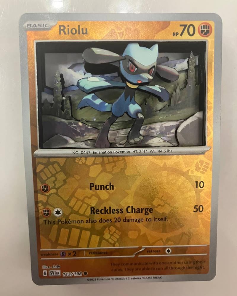 pokemon riolu card Riolu Painted Pokemon Card – Petal Headz main image 0