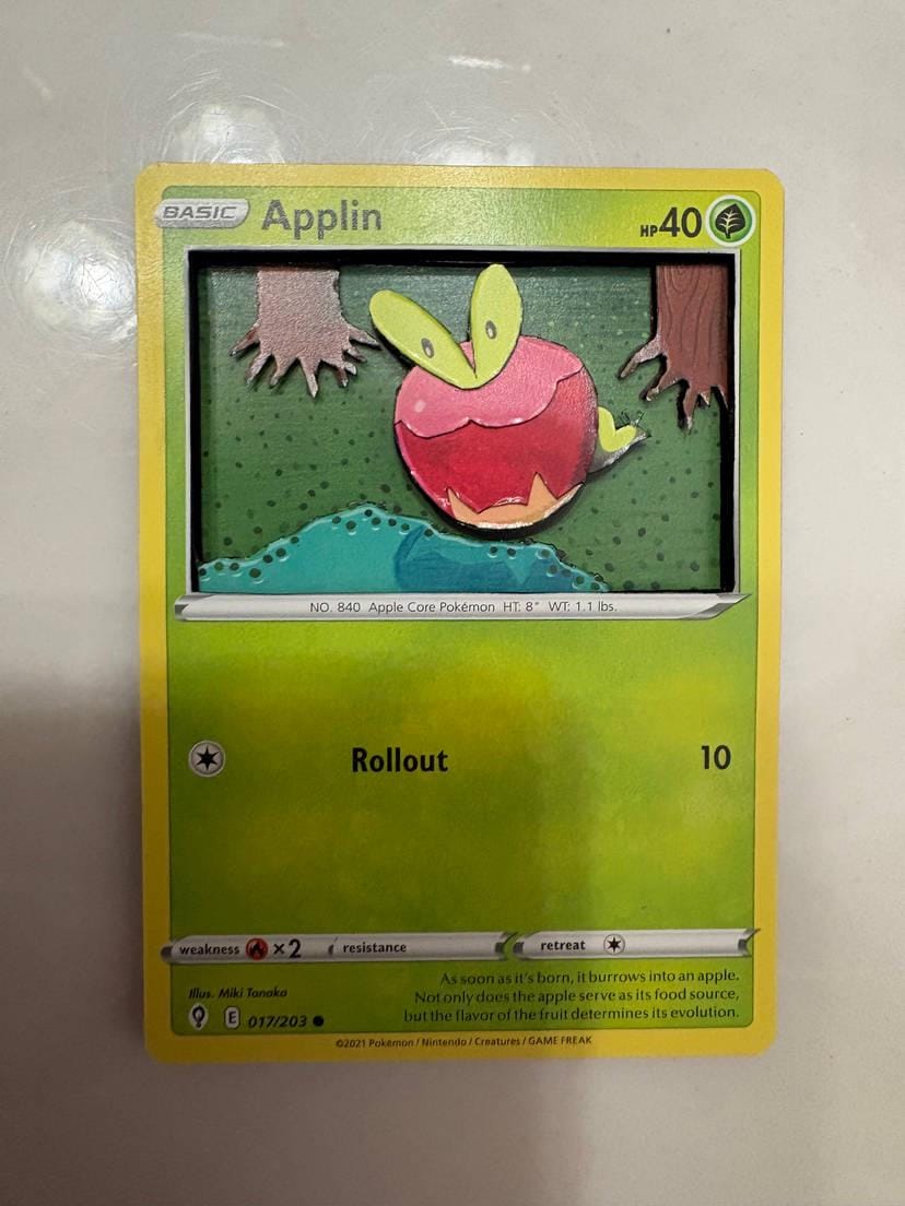 Custom Altered PKMN TCG Trading Cards 3D Pokemon Card - Applin - 017/203  Sword & Shield Evolving Skies SWSH Singles Set