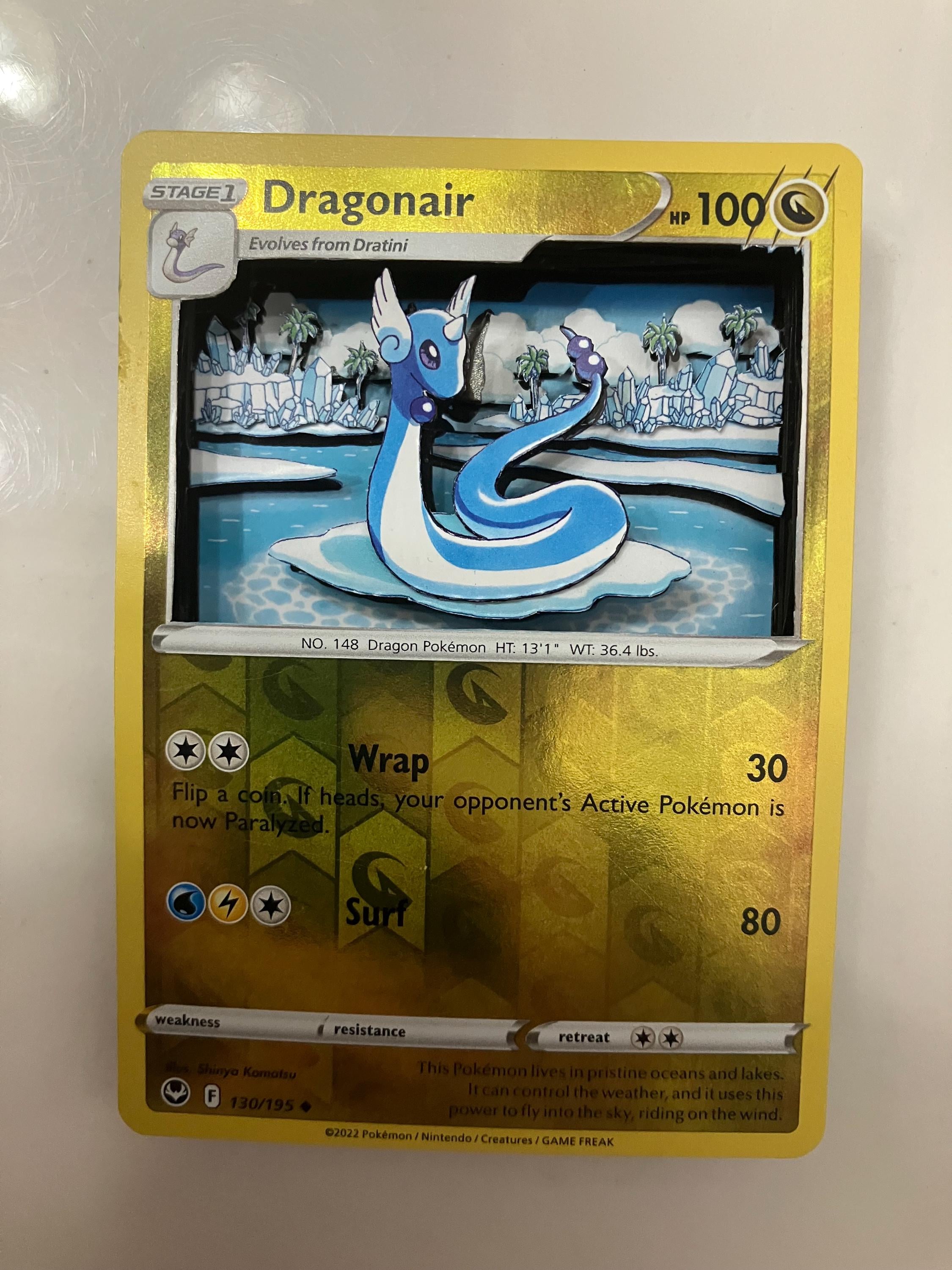 Custom Altered PKMN TCG Trading Cards 3D Pokemon Card - Dragonair - 130/195  Reverse Holo Sword & Shield SWSH Silver Tempest Singles Set - Etsy