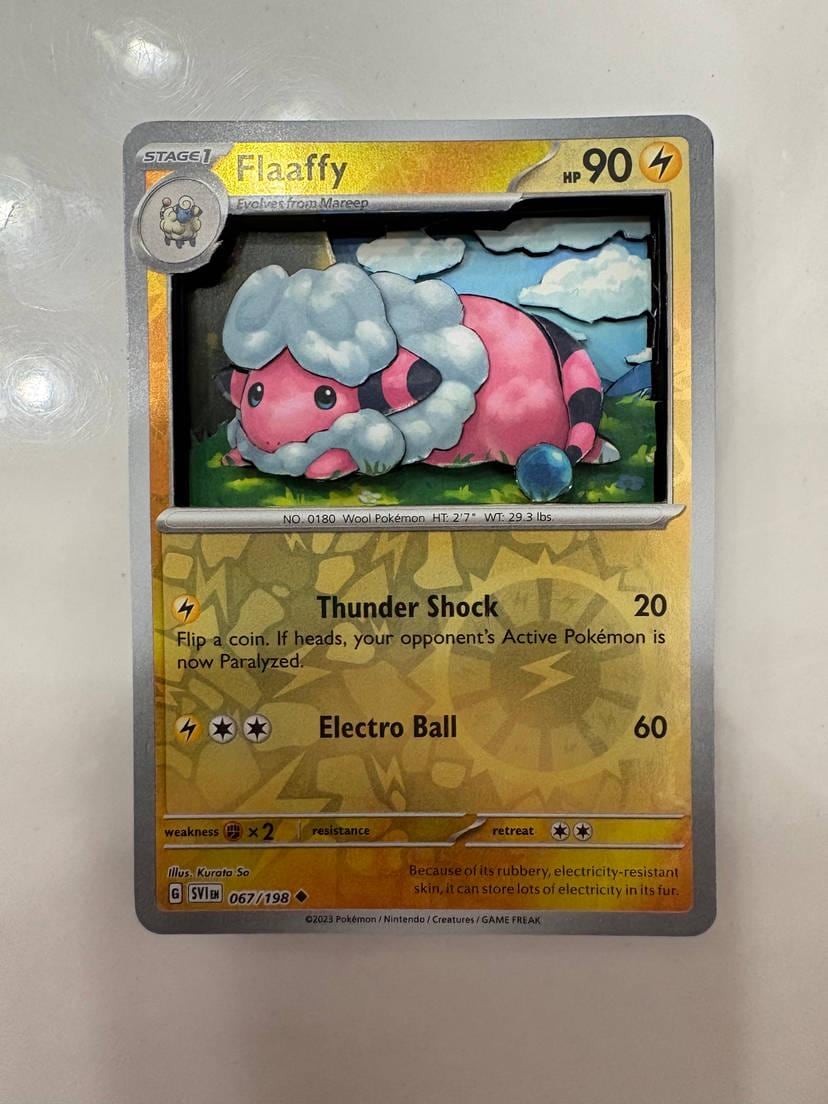 flaaffy pokemon card Custom Altered Pkmn TCG 3D Pokemon Card - Flaaffy - 067/198 (RH) Scarlet &  Violet SV Base Set Trading Cards