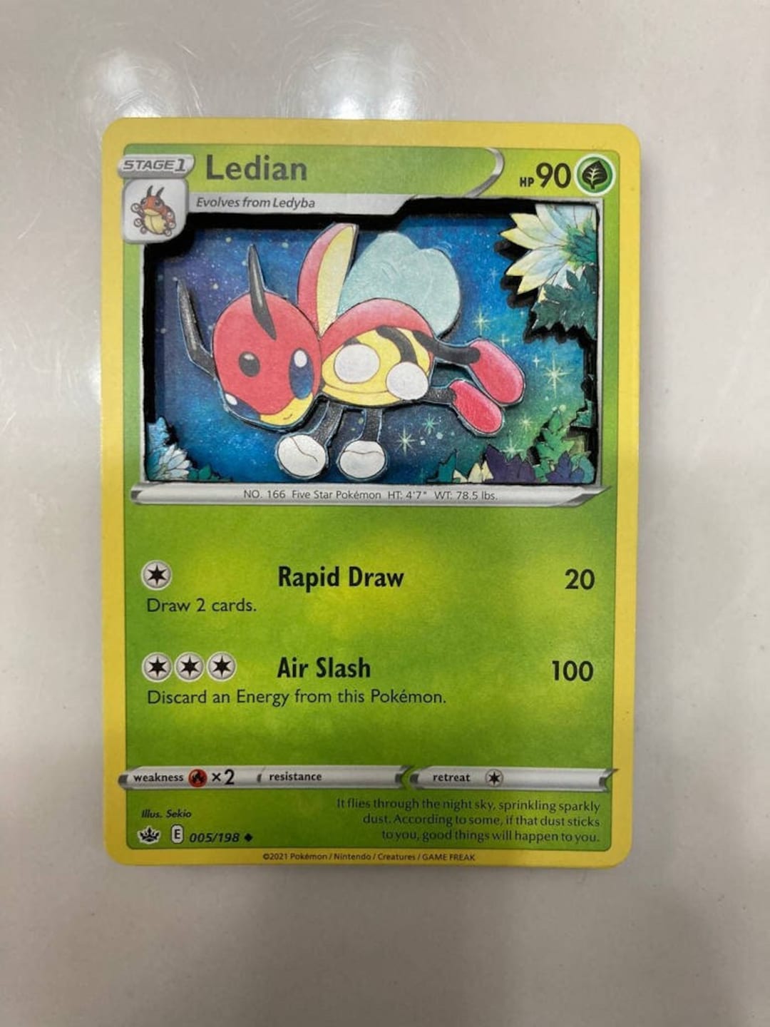 ledian pokemon card price Custom Altered PKMN TCG Trading Cards 3D Pokemon Card - Ledian 005/198  Sword & Shield SWSH Chilling Reign Singles Set