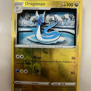 Cartes à collectionner PKMN TCG modifiées personnalisées Carte Pokémon 3D - Dragonair - 130/195 épée holographique inversée et bouclier SWSH Silver Tempest