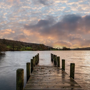 Coniston Jetty at sunset - Lake District art print