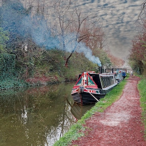 Péniches du canal d&#39;Oxford, impression d&#39;art, cadeau, art mural