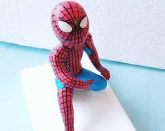 Spiderman superhero fondant cake topper decor figurine birthday party cartoon character decorations edible 3D sculpture