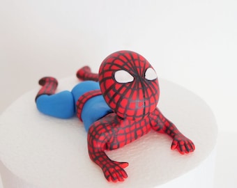 Spiderman laying fondant cake topper,  3D decoration figurine birthday party character superhero  decorations edible