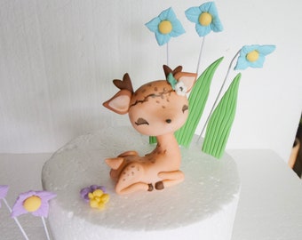 Woodland animals cake toppers deer fox bear squirrel wild summer leaves birthday party edible decoration figurines baby shower wild 1 2 3