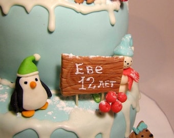 25-Piece Winter Cake Topper Set - Snowflake, Snowman, Penguin Decorations For Cupcakes & Cakes