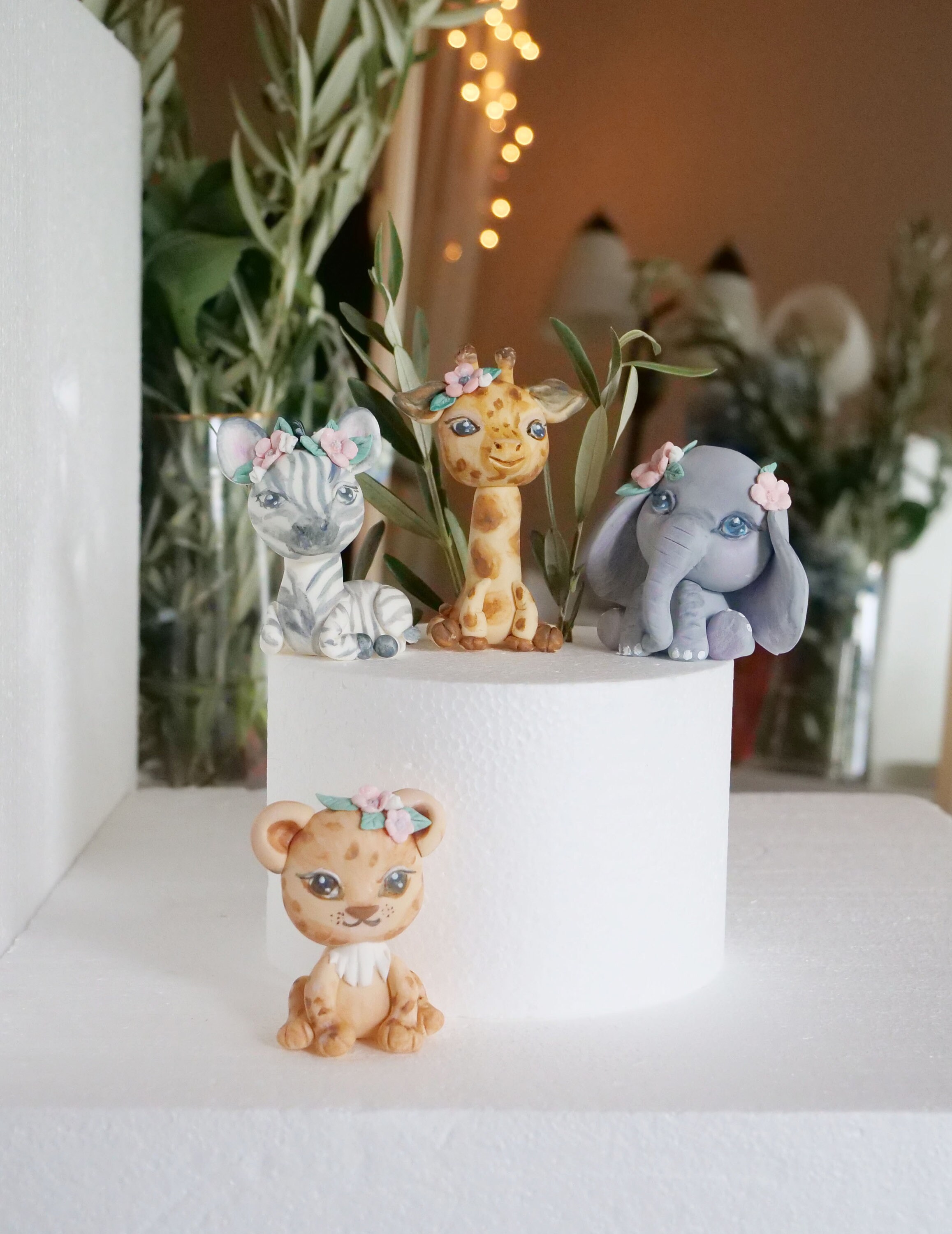 Fondant Jungle Animal Cake Toppers 3.5 Centerpiece Etsy