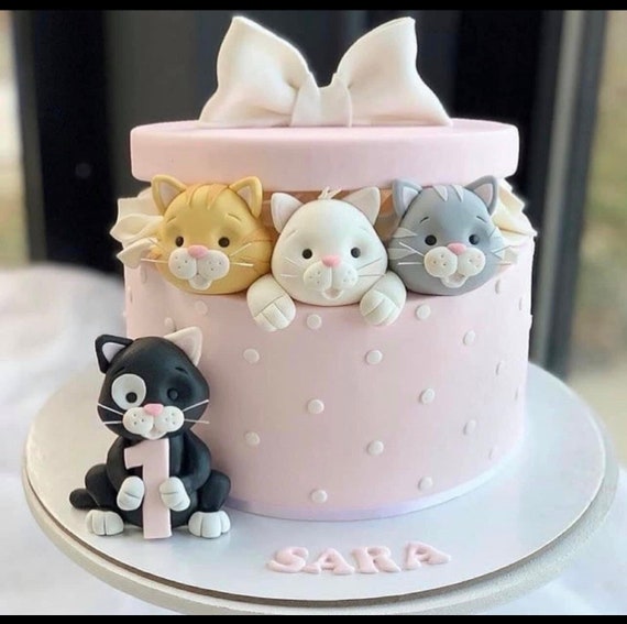Cake Toppers Cat 3 Cat Heads Birthday Party First Baby Shower Girl Boy  Kitten Animal Pet Home Black Cat Orange Christmas Winter Bow Custom - Etsy