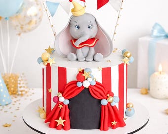 Elephant Cake Topper, Jungle animals fondant cake topper, safari, circus party birthday party decoration figurine