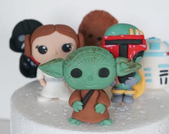 Star Wars Cake Topper, Made of Fondant, Figurines cupcake or cake baby Baby yoda, Darth Vader BB-8 R2-D2 Leia Storm trooper, birthday party