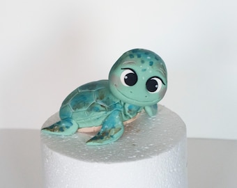 Turtle Cake Topper, Fondant Sea Baby Turtle cake topper,  Cake topper decor figurine birthday party